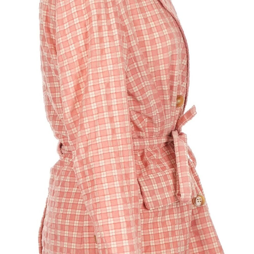 Free People Olivia Gingham Blazer Jacket Pink Size XS NWT Retail $178 - Picture 7 of 9